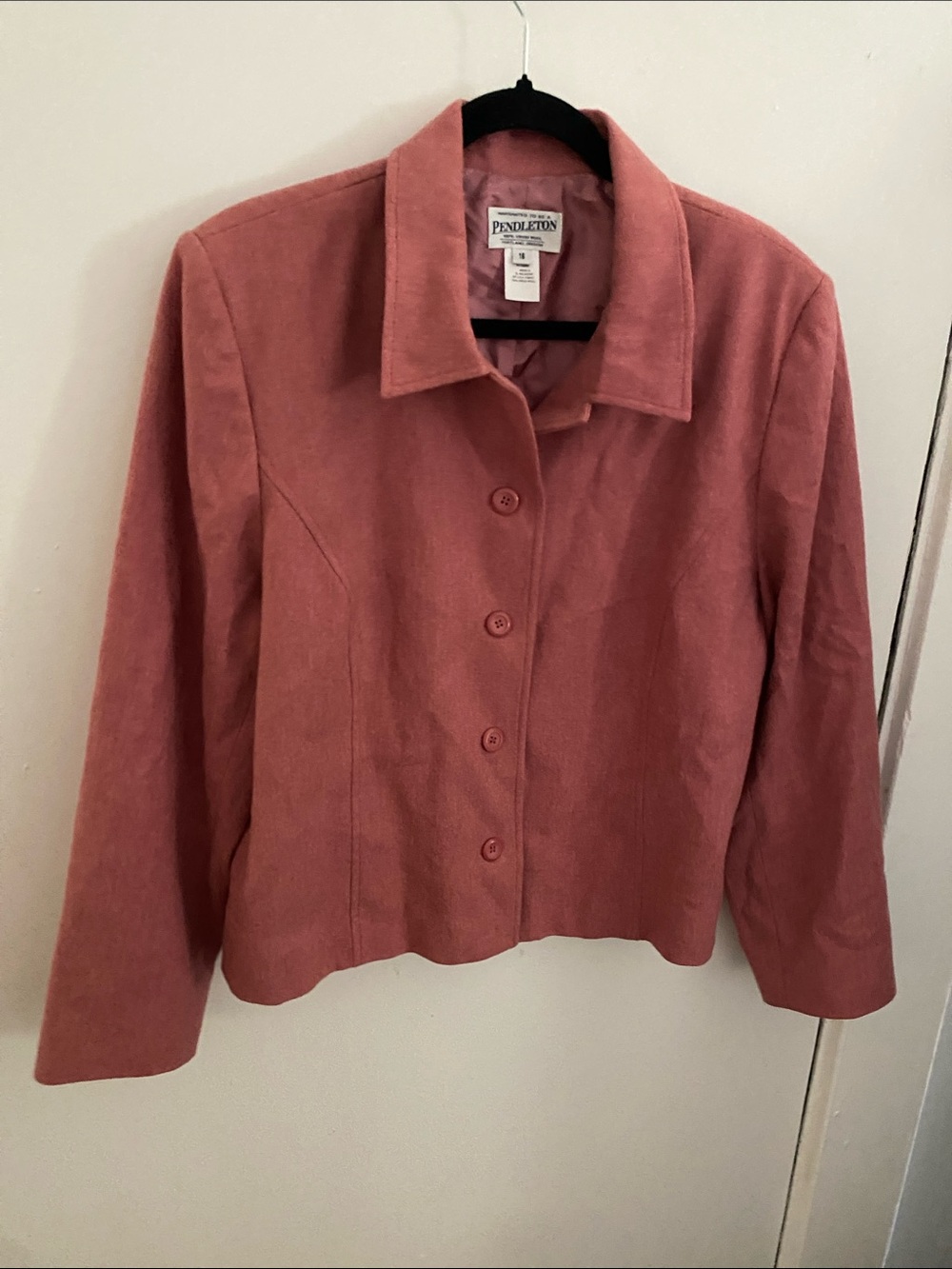 Pendleton Dusty Rose Wool Button-Front Jacket - Picture 3 of 7